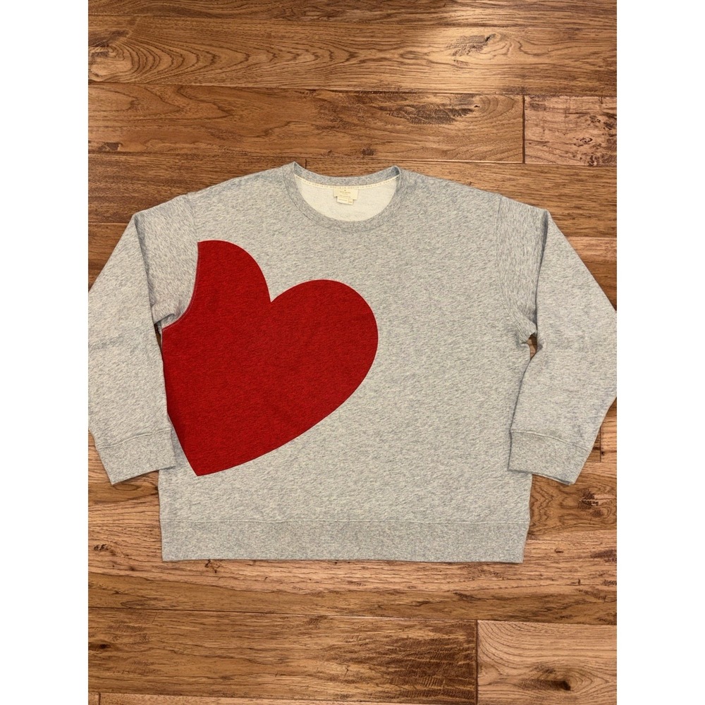 Rare Kate Spade New York Heart Sweatshirt Live Colorfully Gray Red Size 2XL Peru